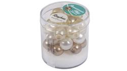 Produktbild von Rayher - RENAISSANCE GLASWACHSPERLEN 10MM MIT GROSSLOCH HALBTRANSPARENT WEISS/BEIGE MIX 32 STÜCK DOSE 14470000