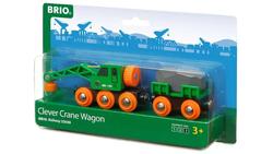 Produktbild von BRIO Bahn - Grüner Kranwagen mit Anhänger und Fracht