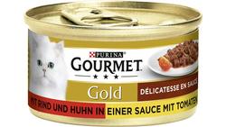 Produktbild von Purina GOURMET Katzennassfutter Gold Délicatesse en Sauce mit Rind & Huhn in Tomatensauce