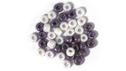 Produktbild von Rayher - GLAS-GROSSLOCHRADL OPAK 6,7MMGRAU/LILA/WS DOSE 55G 1442200