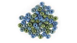 Produktbild von Rayher - GLAS-GROSSLOCHRADL OPAK 6,7MM GRUEN-BLAU DOSE 55G 1442300