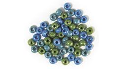 Produktbild von Rayher - GLAS-GROSSLOCHRADL OPAK 6MM GRUEN-BLAU DOSE 55G 1439100