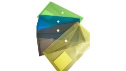 Produktbild von Aktenhülle mit Druckknopf PP DL transparent farblich sortiert