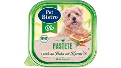 Produktbild von Pet Bistro Bio Hundenassfutter -Pastete Reich an Huhn mit Karotten
