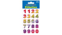 Produktbild von PAP-ART Zahlen-Etiketten Glitter farbig 20mm