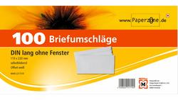 Produktbild von PAPERZONE Briefumschlag ohne Fenster DIN lang selbstklebend weiss 100Stück