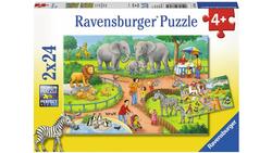 Produktbild von Ravensburger Puzzle - Ein Tag im Zoo, 2x24 Teile