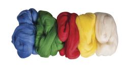 Produktbild von Rayher - REINE SCHURWOLLE KAMMZUG 5 FARBEN JE 25G BASISFARBEN 53878000