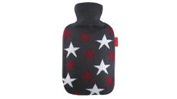 Produktbild von Hugo Frosch Wärmflasche mit Strickbezug Sterne grau-bordeaux