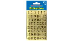 Produktbild von PAP-ART Zahlen-Etiketten schwarz auf gold 15mm