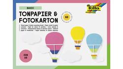 Produktbild von folia Tonpapier und Fotokarton Block BASIC  DIN A6 60 Blatt - 15 Farben sortiert.