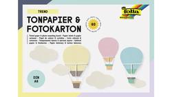 Produktbild von folia Tonpapier und Fotokarton Block TREND  DIN A6 60 Blatt - 15 Farben sortiert.