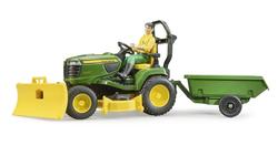 Produktbild von BRUDER - bworld John Deere Rasentraktor mit Anhänger und Gärtner