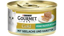 Produktbild von Purina GOURMET Katzennassfutter Gold Feine Pastete mit Seelachs & Karotten