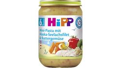 Produktbild von HiPP Menüs ab  6. Monat - Mini-Pasta mit Alaska-Seelachsfilet und Buttergemüse