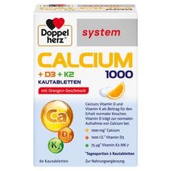 Produktbild von DOPPELHERZ Calcium 1000+D3+K2 system Kautabletten 60 St