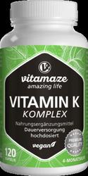 Produktbild von VITAMIN K1+K2 Komplex hochdosiert vegan Kapseln 120 St