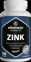 Produktbild von ZINK 25 mg hochdosiert vegan Tabletten 180 St
