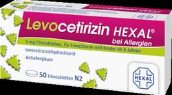 Produktbild von LEVOCETIRIZIN HEXAL bei Allergien 5 mg Filmtabl. 50 St