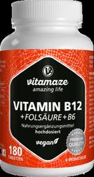 Produktbild von VITAMIN B12 1.000 µg hochdos.+B9+B6 vegan Tabl. 180 St