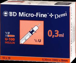 Produktbild von BD MICRO-FINE+ Insulinspr.0,3 ml U100 0,3x8 mm 100 St